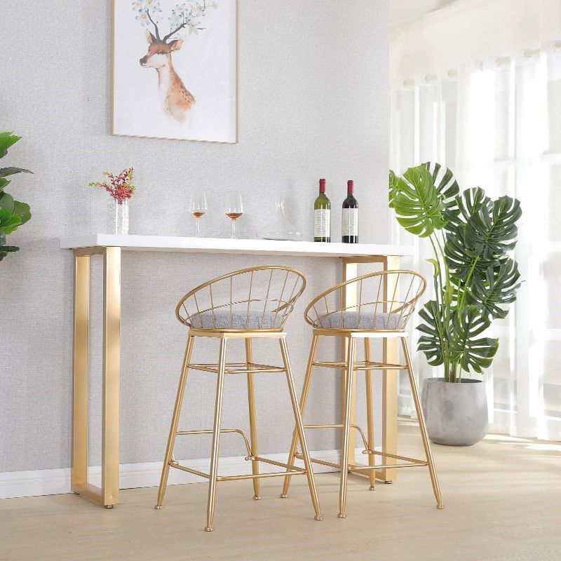 Glam Iron Indoor Bar Dining Table Rectangle White Wood Bistro Table with Sled Pedestal Clearhalo 'Bar Furniture' 'Bar Tables' 'bar_tables' 'furn' 'furn_bar_tables' 'Furniture' 'furniture_bar_tables' 'Kitchen & Dining Furniture' 1200x1200_8fe978ff-7f2f-4532-a0de-3afdb8e9c566