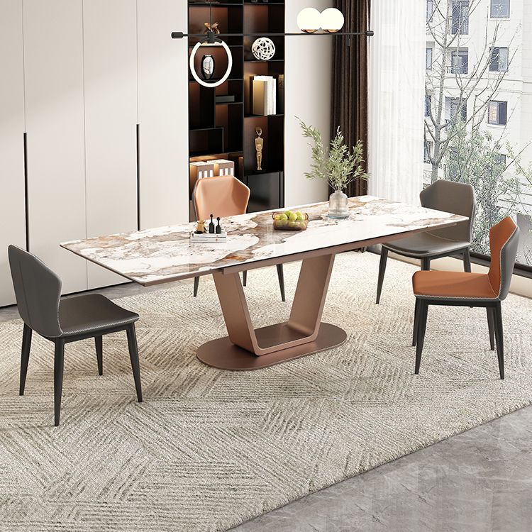 Contemporary 1/4/5/7 Pieces Dining Set Rectangle Dining Table with Pedestal Base Clearhalo 'Dining Room Sets' 'Dining Tables & Seating' 'dining_room_set' 'furn' 'furn_dining_room_set' 'Furniture' 'furniture_dining_room_set' 'Kitchen & Dining Furniture' 'kitchen&dining_furn' 'kitchen' 1200x1200_8fea235b-ec7e-4b23-b5e1-b3d465169f0f