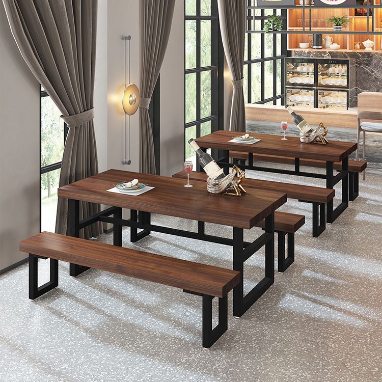Industrial Dining Room Table Solid Wood Rectangle Dinette Table in Brown Clearhalo 'Dining Tables & Seating' 'Dining Tables' 'dining_table' 'furn' 'furn_dining_table' 'Furniture' 'Kitchen & Dining Furniture' 1200x1200_8fea2976-75c7-4b97-a0fe-83601f8af511