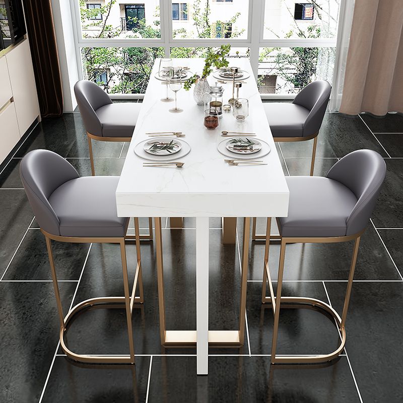Faux Marble Bistro Bar Table Rectangle White Bar Table for Home Clearhalo 'Bar Furniture' 'Bar Tables' 'bar_tables' 'furn' 'furn_bar_tables' 'Furniture' 'Kitchen & Dining Furniture' 1200x1200_8fead852-a991-4821-98b9-e1389b705fcf