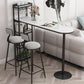 Mesa de bar de bistró de mármol sintético, mesa de bar con base metálica rectangular y estantes