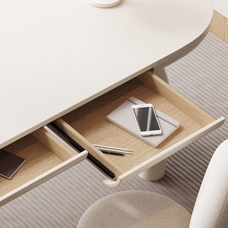 Bureau d'écriture en bois d'ingénierie de style industriel Bureau de bureau incurvé avec 2 tiroirs