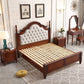 84.65 inch Wide Victorian Bed Frame Pine Wood Bed with Upholstered Headboard Clearhalo 'Bedroom Furniture' 'Beds' 'furn' 'furn_beds' 'Furniture' 1200x1200_8feeebb9-da1c-46f9-a40a-08e203857c44
