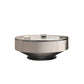 Table basse ronde sur piédestal en acier inoxydable avec dessus en ardoise gris/or