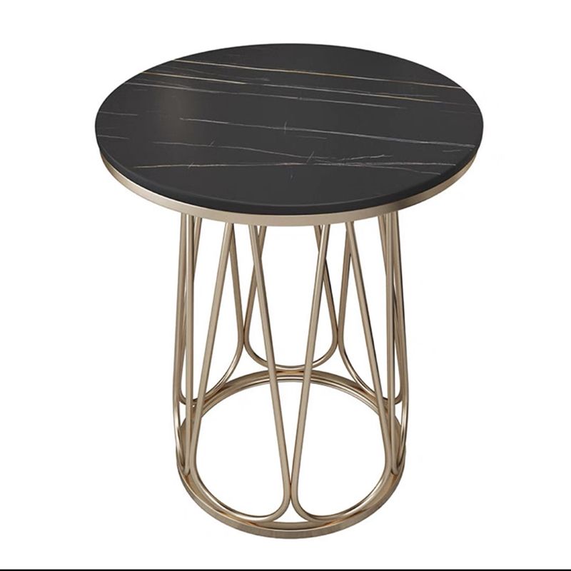 Frame Steel Tube Base Designed with Round Table Top Made of Rock PlateSide Table