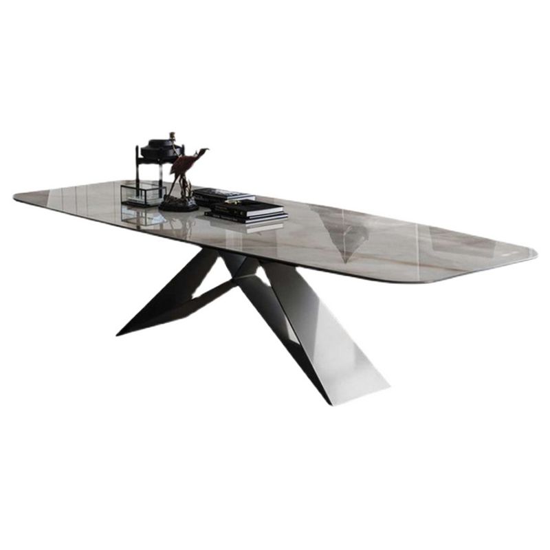 Metal Contemporary Rectangle Dining Table Sintered Stone Table for Dining Room and Kitchen Clearhalo ' dining_table' 'Dining Tables & Seating' 'Dining Tables' 'Furniture' 'furniture_dining_table' 'Kitchen & Dining Furniture' 'kitchen&dining_furn' 'kitchen' 'kitchen_dining_table' 1200x1200_8ff0cbeb-dec4-42de-9451-ae813cabc0ad