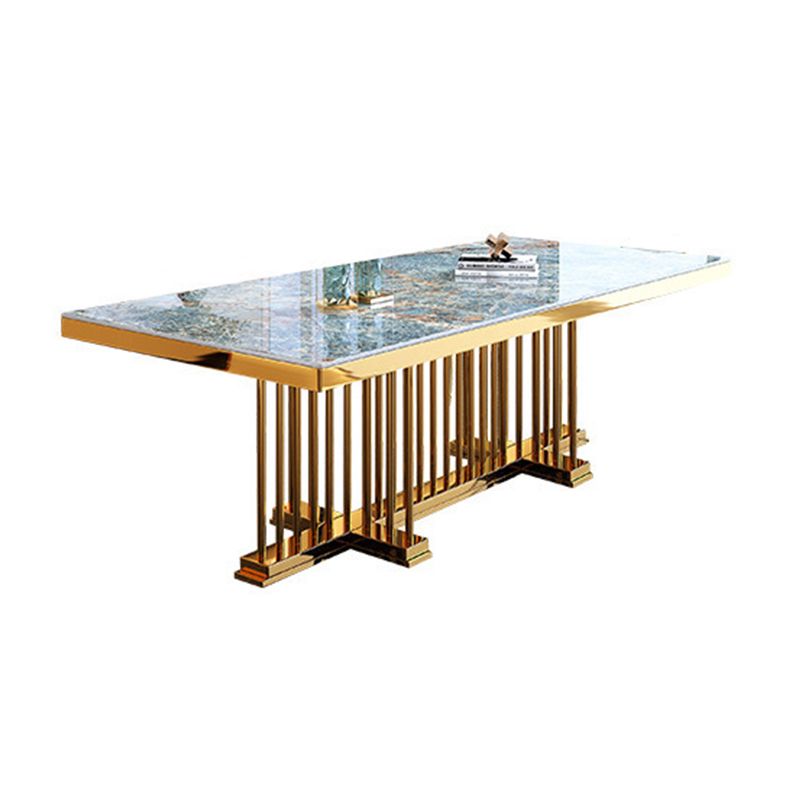 Glam Dining Stone Table Dining Rectangle Table with Metal Legs for Home Use Clearhalo 'Dining Tables & Seating' 'Dining Tables' 'dining_table' 'furn' 'furn_dining_table' 'Furniture' 'Kitchen & Dining Furniture' 1200x1200_8ff27dd6-e1ce-4e45-ac0d-4a5461c6fc3f