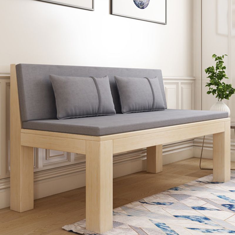 Modern 2/3-seater Settee Fabric Armless Settee with Wood Accents