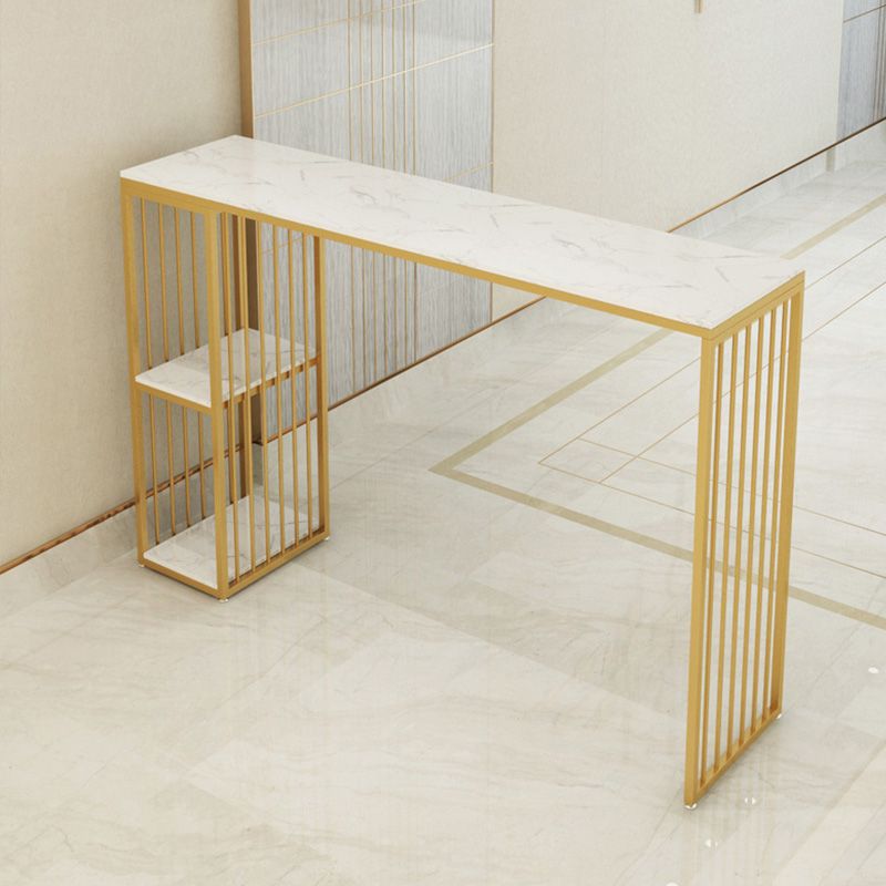 Modern Style Bar-height Table Gold Base Bar Table for Kitchen Clearhalo 'Bar Furniture' 'Bar Tables' 'bar_tables' 'furn' 'furn_bar_tables' 'Furniture' 'Kitchen & Dining Furniture' 1200x1200_8ff553bd-1eb5-40a6-a90d-22a6f4e6651c