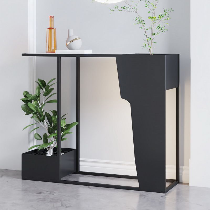 Mesa de consola rectangular contemporánea mesa de sofá de consola negra para hall
