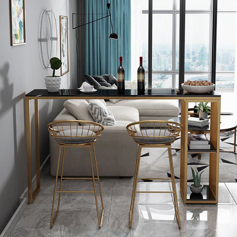 Stone Top Bar Dining Table Modern Bar Dining Table with Sled Base Clearhalo 'Bar Furniture' 'Bar Tables' 'bar_tables' 'furn' 'furn_bar_tables' 'Furniture' 'furniture_bar_tables' 'Kitchen & Dining Furniture' 1200x1200_8ff83fba-cd60-47ba-9bd8-3261f631ecf7