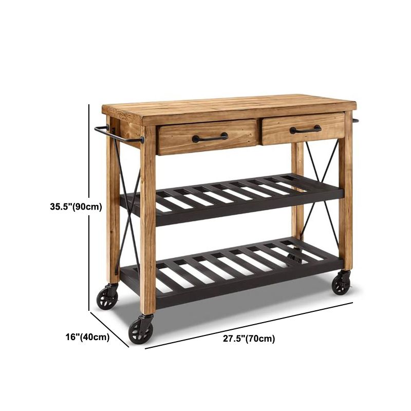 Industrial Rolling Kitchen Cart Wood Rectangular Kitchen Island Cart Clearhalo 'furn' 'furn_kitchen_islands_carts' 'Furniture' 'Kitchen & Dining Furniture' 'Kitchen Islands & Carts' 'kitchen_islands_carts' 1200x1200_8ff8b069-3fa5-42c7-9831-7c64339ebe37