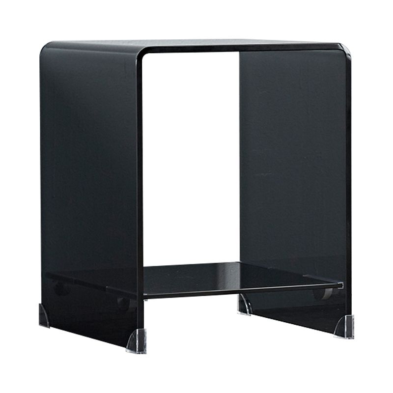 Modern Sled Corner Table Square Glass Side End Table for Living Room