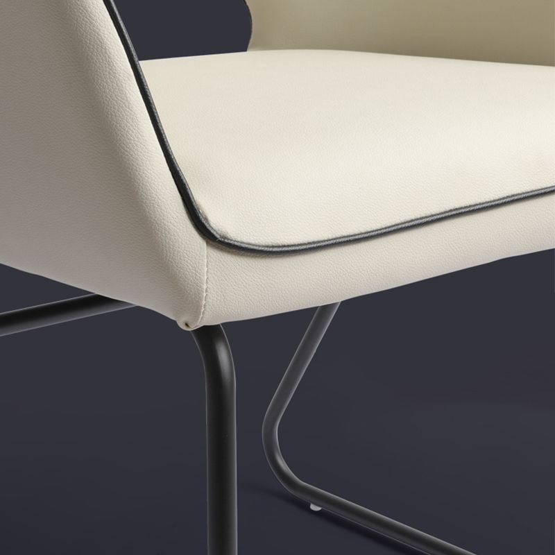 Silla de oficina moderna de cuero sin brazo de cuero ajustable altura de altura de escritorio