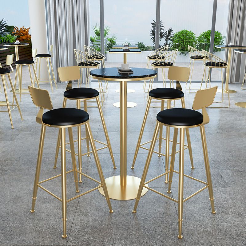 Gold Metal Base Bar Table Glam Round Faux Marble Bar Table for Dining Room Clearhalo 'Bar Furniture' 'Bar Tables' 'bar_tables' 'furn' 'furn_bar_tables' 'Furniture' 'Kitchen & Dining Furniture' 1200x1200_8ffd6a0a-5c0b-4253-9711-bd91fe82fa90