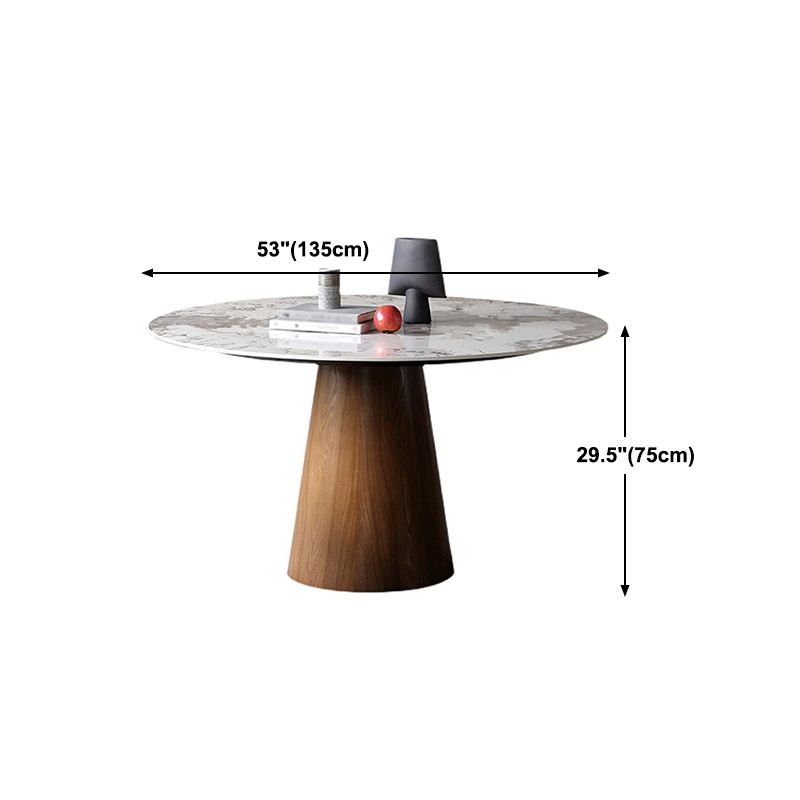 Stone Top Dining Table Modern Round Dining Table with Wood Pedestal Base without turntable Clearhalo 'Dining Tables & Seating' 'Dining Tables' 'dining_table' 'furn' 'furn_dining_table' 'Furniture' 'Kitchen & Dining Furniture' 1200x1200_9002ee85-fc7d-4a87-bd10-432db376f11b