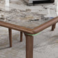 Modern Solid Wood Dining Site Table Stone Top Tripod Base Dining Table