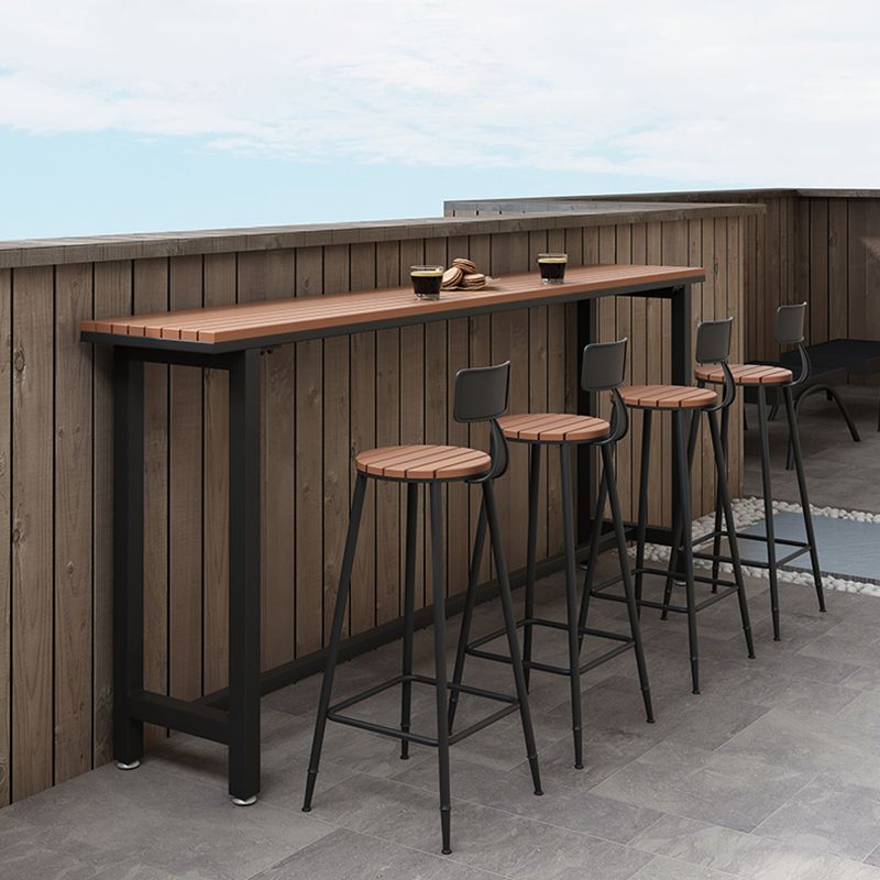 Bar-Esstisch aus Kunststoff, Holz, moderner rechteckiger Bartisch mit Bock für Café-Balkon
