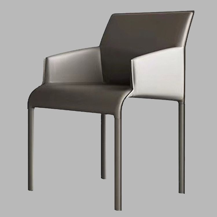 Contemporary Style Metal Dining Arm Chair Matte Finish Square Dining Chair for Home Use Clearhalo ' kitchen&dining_furn' 'Dining Chairs' 'Dining Tables & Seating' 'dining_chair' 'Furniture' 'furniture_dining_chair' 'Kitchen & Dining Furniture' 'kitchen' 1200x1200_90050440-438f-477d-9fca-93b236fe52af