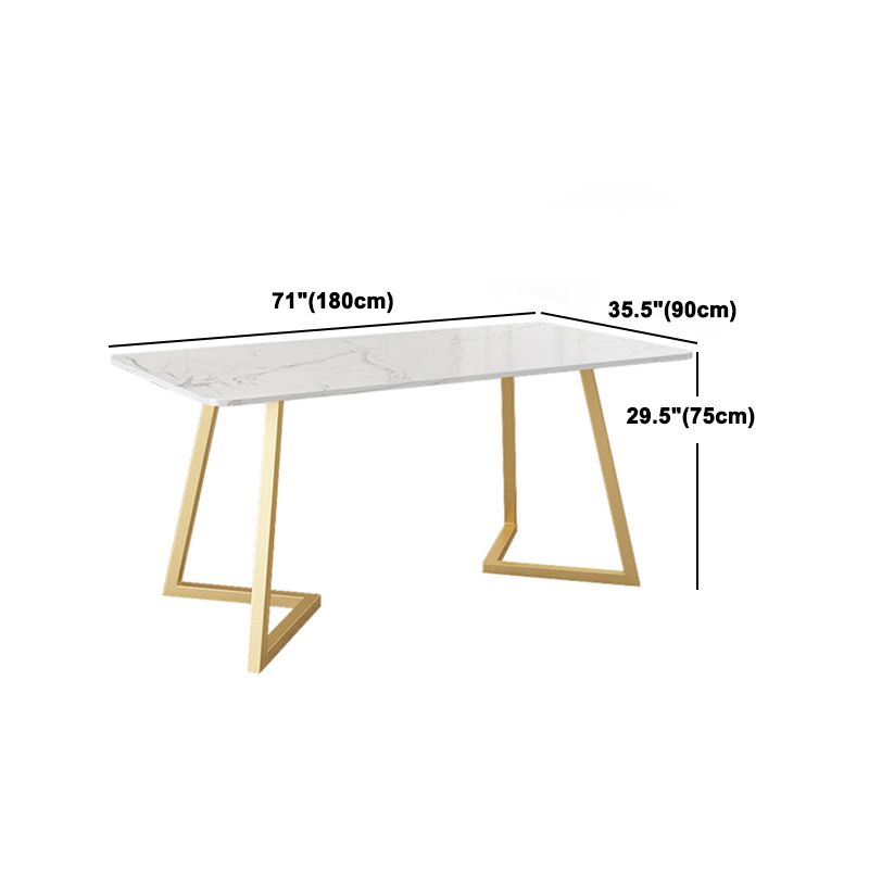 Glam Rectangle Dining Table Set 1/4/5 Pieces White Stone Top Dinette Set Clearhalo 'Dining Room Sets' 'Dining Tables & Seating' 'dining_room_set' 'furn' 'furn_dining_room_set' 'Furniture' 'Kitchen & Dining Furniture' 1200x1200_90059012-7c98-4ff5-88dd-02a0d2310dab