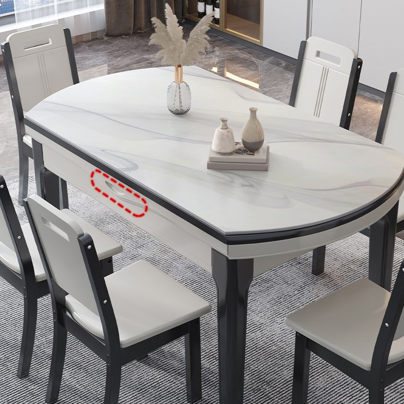Modern Foldable Dining Set 1/7 Pieces White Dinette Set with Wooden Chairs Clearhalo 'Dining Room Sets' 'Dining Tables & Seating' 'dining_room_set' 'furn' 'furn_dining_room_set' 'Furniture' 'Kitchen & Dining Furniture' 1200x1200_9006715a-71b0-4446-a12f-60a63fc8f354