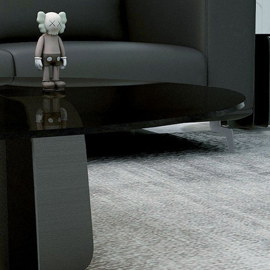 Abstract Base Design Circular Glass Table with Modern Style Coffee Table