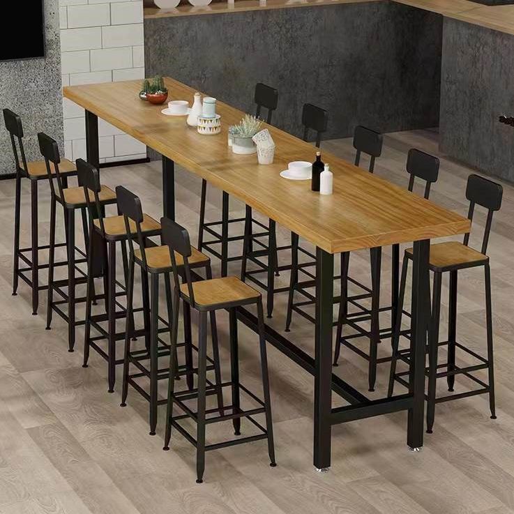Modern Style Rectangle Bar Table Solid Wood Bistro Bar Desk with Trestle Base Clearhalo 'Bar Furniture' 'Bar Tables' 'bar_tables' 'furn' 'furn_bar_tables' 'Furniture' 'Kitchen & Dining Furniture' 1200x1200_90096ad5-b08c-437b-bf86-977c76abfc51