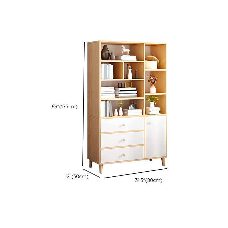 Contemporary Wooden Cabinet with Shelves and Drawers and Straight Legs
