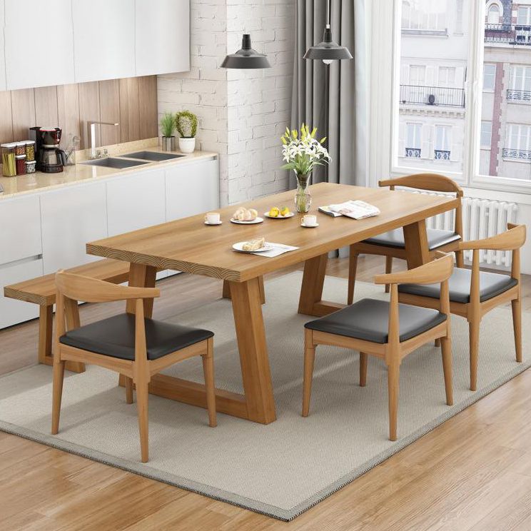 Modern Style 1/4/6 Pieces Dining Bench Set Solid Wood Dining Table and Chairs Clearhalo 'Dining Room Sets' 'Dining Tables & Seating' 'dining_room_set' 'furn' 'furn_dining_room_set' 'Furniture' 'furniture_dining_room_set' 'Kitchen & Dining Furniture' 1200x1200_900e6363-86c4-4f52-b92c-1998c4328b50