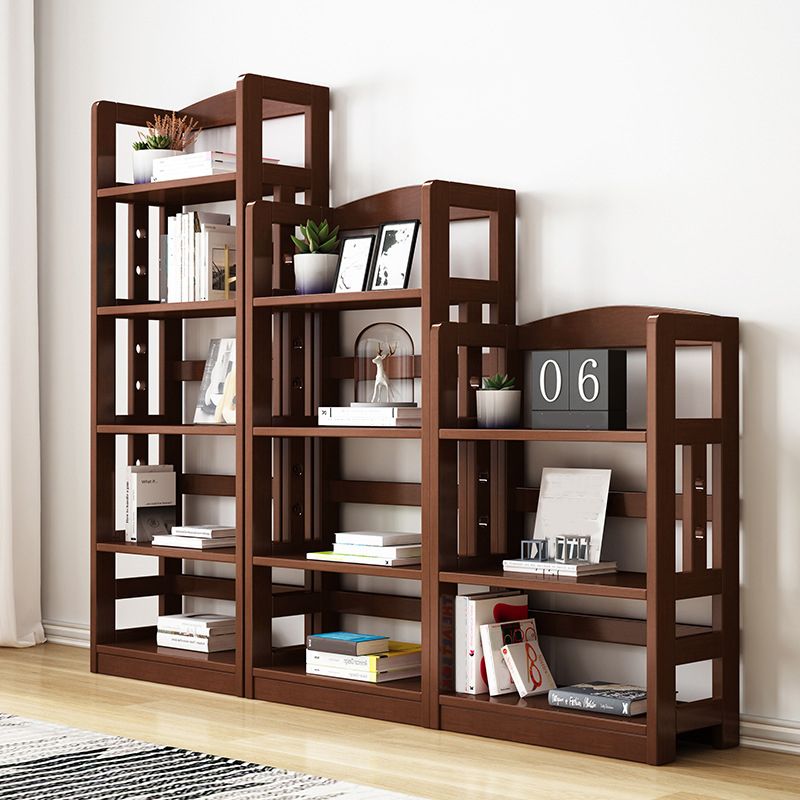 Rubber Wood Modern Bookcase Open Shelf Rectangular Bookcase for Study 11"W