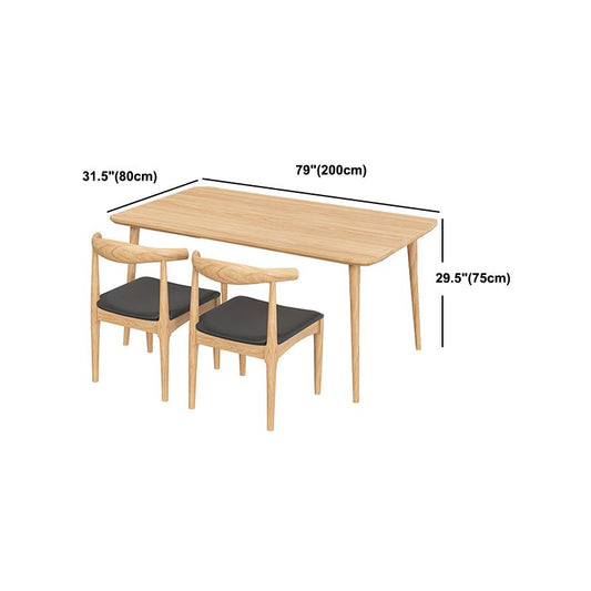 モダンなダイニングセット1/2/5 PCS牛の椅子とウィンザーチェア付きのソリッドウッドテーブル