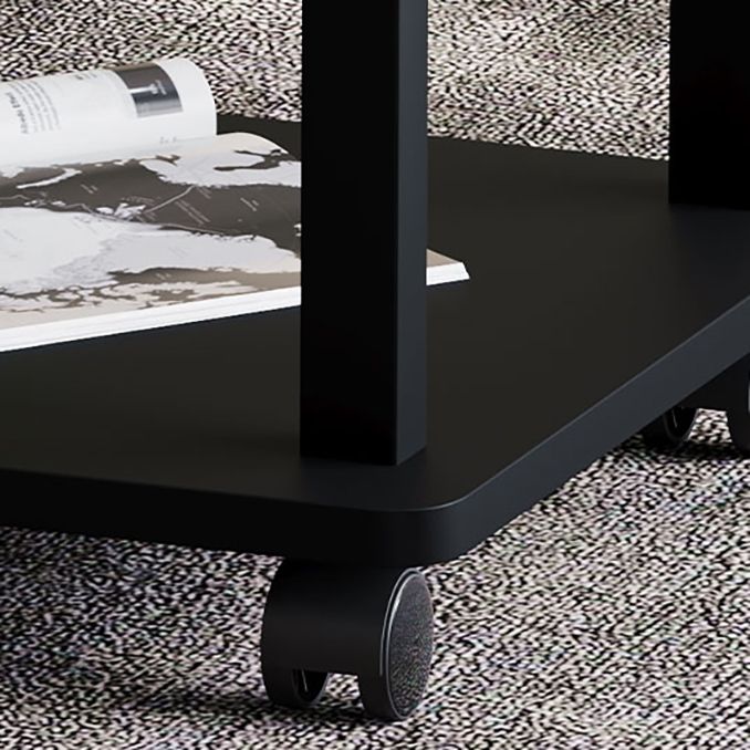 Modern 4 Legs Rectangular Coffee Table with Casters Cocktail Table in Black/White Clearhalo 'Coffee & Accent Tables' 'Coffee Tables' 'coffee_tables' 'furn' 'furn_coffee_tables' 'Furniture' 'furniture_coffee_tables' 'Living Room Furniture' 1200x1200_901335fb-ce85-4d3c-9557-08fdf77c7aa8