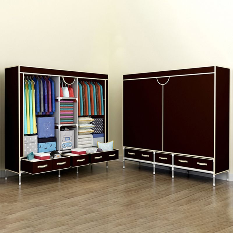 Modern Bedroom Wardrobe Armoire Steel Frame Wardrobe with Drawers Clearhalo 'Armoires & Wardrobes' 'armoires_wardrobes' 'Bedroom Furniture' 'furn' 'furn_armoires_wardrobes' 'Furniture' 1200x1200_90146a43-9c85-4f7e-ad66-631b90b6a1ab