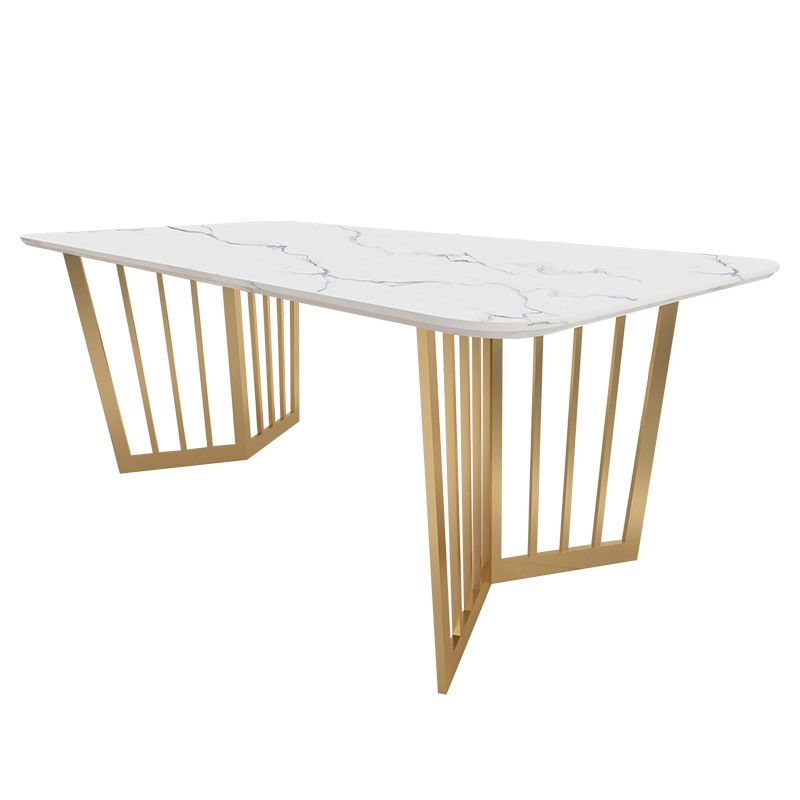 Glam Faux Marble Table Rectangle Table with Metal Legs for Home Use Clearhalo 'Dining Tables & Seating' 'Dining Tables' 'dining_table' 'furn' 'furn_dining_table' 'Furniture' 'Kitchen & Dining Furniture' 1200x1200_9014c164-71cc-4b8a-8f7f-009aa371cab7
