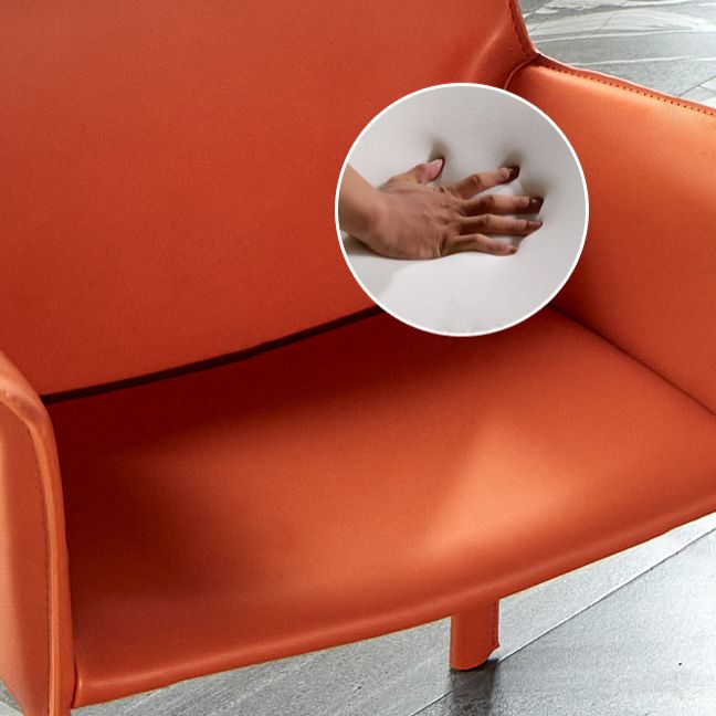 Designer Style Leather Home Arm Chair Matte Finish Solid Back Single Dining Chair Clearhalo ' kitchen&dining_furn' 'Dining Chairs' 'Dining Tables & Seating' 'dining_chair' 'furn' 'furn_dining_chair' 'Furniture' 'furniture_dining_chair' 'Kitchen & Dining Furniture' 'kitchen' 1200x1200_90153eb9-78a1-47e0-a570-cb3d6be7318b