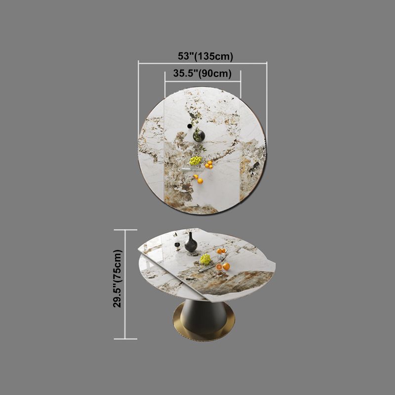 Traditional Luxury Dining Table Round Sintered Stone Pedestal Table with Metal Base Clearhalo ' dining_table' 'Dining Tables & Seating' 'Dining Tables' 'Furniture' 'furniture_dining_table' 'Kitchen & Dining Furniture' 'kitchen&dining_furn' 'kitchen' 'kitchen_dining_table' 1200x1200_9017b8fd-5ba9-4fa9-bd83-939a399c4239