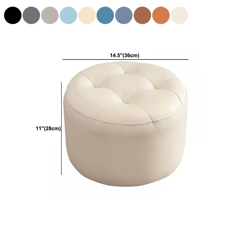 Mid-Century Modern Pouf Ottoman Genuine Leather Upholstered Tufted Round Ottoman Clearhalo 'furn' 'furn_ottomans_poufs' 'Furniture' 'Living Room Furniture' 'Ottomans & Poufs' 'ottomans_poufs' 1200x1200_901800a6-b934-473e-ada6-7ca6bcece364