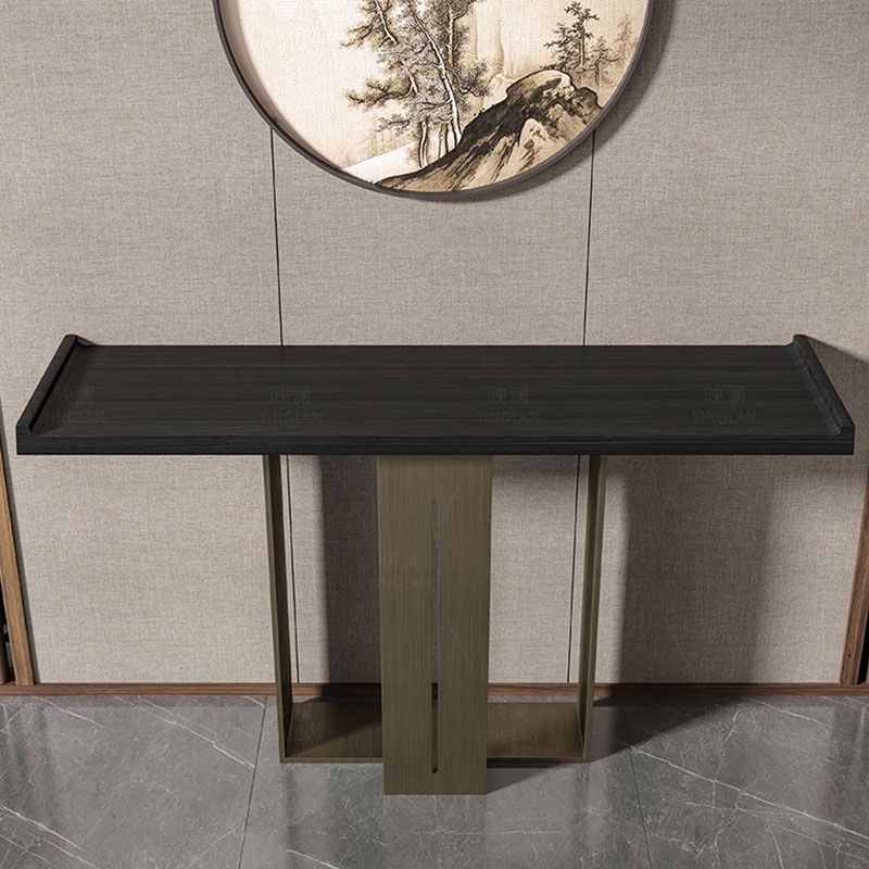 Rectangle Modern Console Table Brown/Black Wood Console Sofa Table Clearhalo 'Console Tables' 'console_tables' 'Entry & Mudroom Furniture' 'furn' 'furn_console_tables' 'Furniture' 1200x1200_90191604-8277-420e-a995-6a192aff582f
