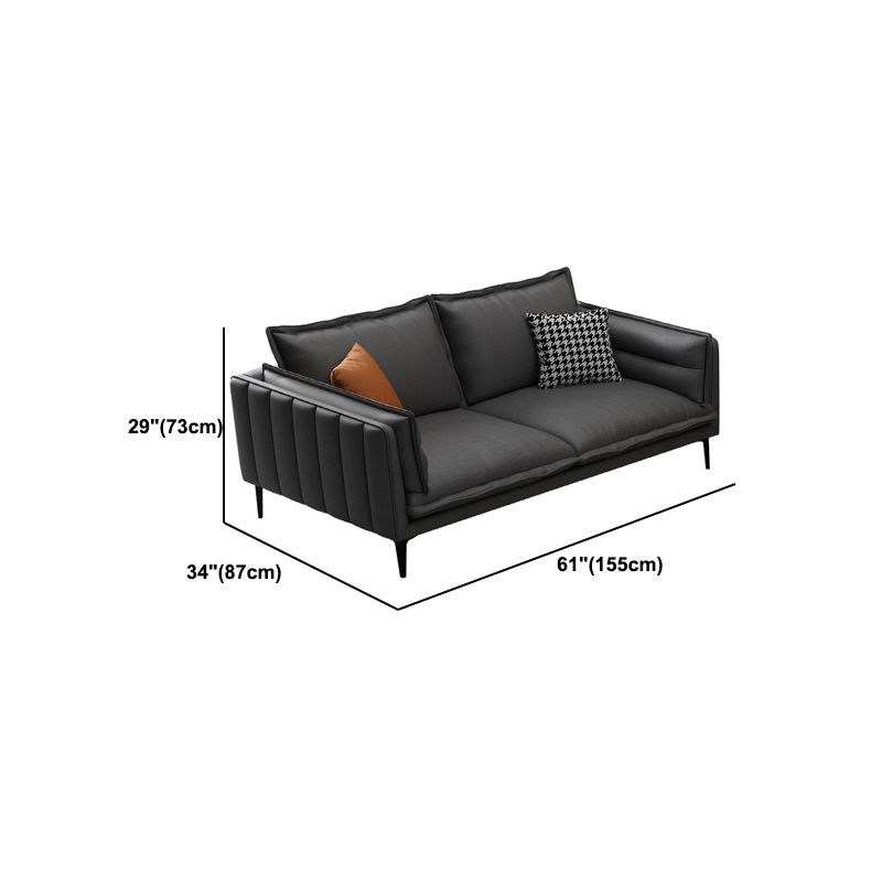 Stain Resistant Faux Leather Contemporary Square Arm Sofa Couch in Grey