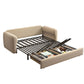 Foldable Light Brown Sofa Bed with Storage Sewn Pillow Back Sofa