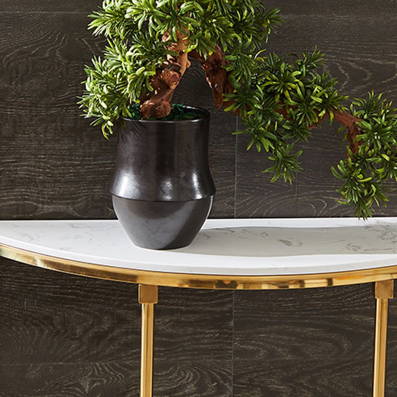 グラム大理石コンソール表14 "wハーフムーン4脚アクセントテーブル