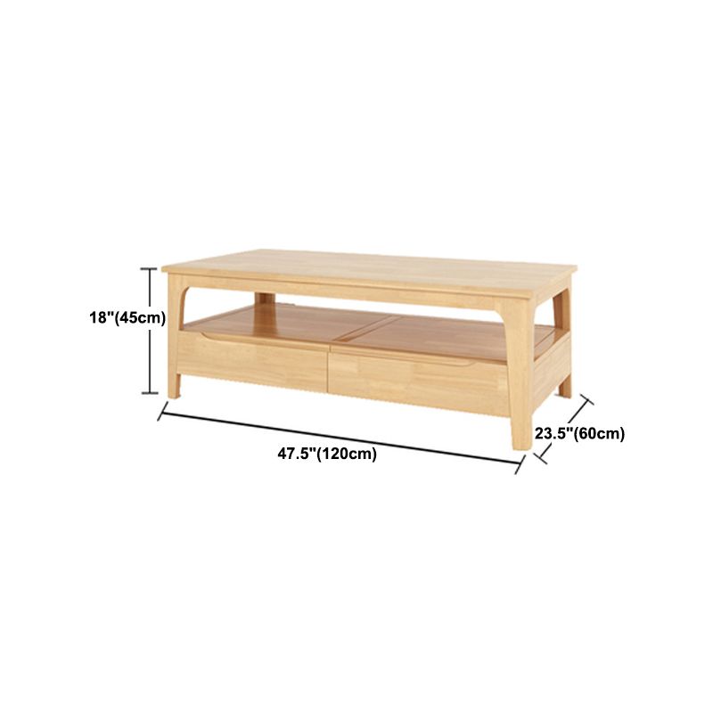 Legno massiccio scandinavo 4 gambe tavolo da cocktail caffè con scaffali/cassetti