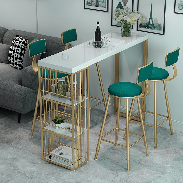 Wood Bar Dining Table Glam Rectangle Double Pedestal Bar Table with 23.6"x23.6"x41.3" Clearhalo 'Bar Furniture' 'Bar Tables' 'bar_tables' 'furn' 'furn_bar_tables' 'Furniture' 'Kitchen & Dining Furniture' 1200x1200_902235eb-52a7-4d8c-bfcb-d238da42d46f
