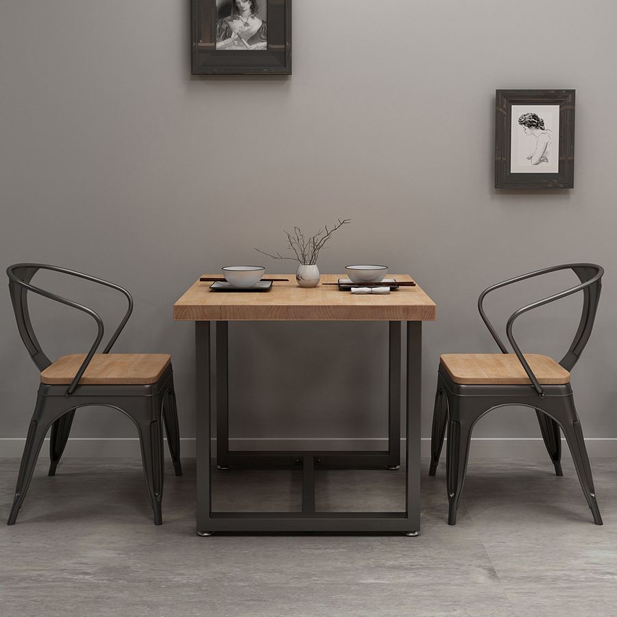 Industrial Solid Wood Dinner Room Kitchen Table Brown Square Table with Black Frame for Dinning Room Clearhalo ' dining_table' 'Dining Tables & Seating' 'Dining Tables' 'furn' 'furn_dining_table' 'Furniture' 'furniture_dining_table' 'Kitchen & Dining Furniture' 'kitchen&dining_furn' 'kitchen' 'kitchen_dining_table' 1200x1200_9024ca33-a217-4144-ac2d-79aba7c8b24e