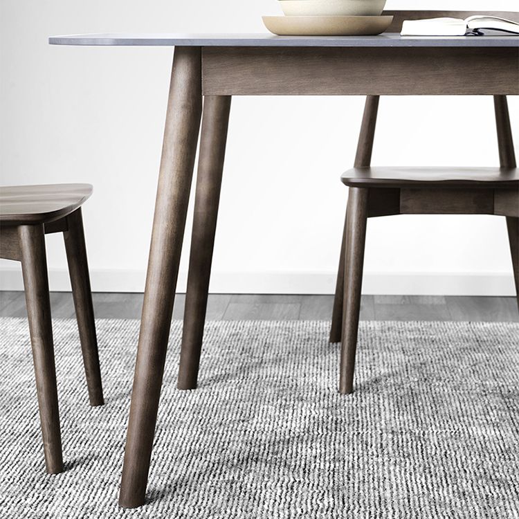 Stone Top Dining Table Mid-Century Modern Dining Table with 4 Brown Legs Clearhalo 'Dining Tables & Seating' 'Dining Tables' 'dining_table' 'Furniture' 'furniture_dining_table' 'Kitchen & Dining Furniture' 'kitchen' 'kitchen_dining_table' 1200x1200_90254a79-21e7-490b-99e5-e320980efaeb