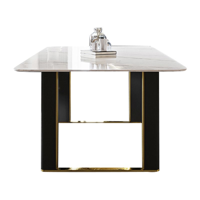 Ensemble de table à manger avec plateau en pierre blanche, ensemble de dinette rectangulaire design 1/4/6/7