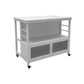 Modern Dining Room Prep Table Rectangular Kitchen Trolley with Storage Cabinet
