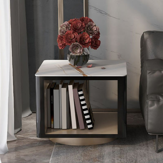 Tavolo da angolo glam largo da 19 "tavolo laterale di accento quadrato con conservazione