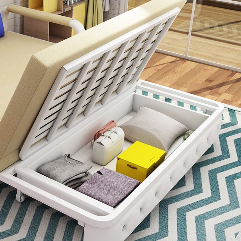 33.46" Wide Linen Sofa Bed Square Arm Sleeper Sofa Convertible Sofa