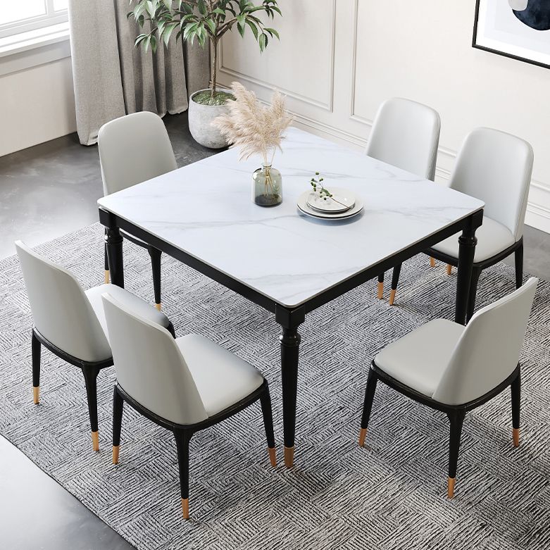 Stone Dining Site Table Industrial Style 4 Legs Dining Table for Kitchen Home Clearhalo ' dining_table' 'Dining Tables & Seating' 'Dining Tables' 'furn' 'furn_dining_table' 'Furniture' 'furniture_dining_table' 'Kitchen & Dining Furniture' 'kitchen&dining_furn' 'kitchen' 'kitchen_dining_table' 1200x1200_90280a6d-8489-4c7f-a154-272065ec74ea